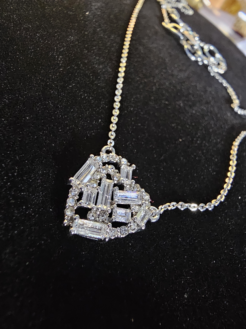 Givenchy Silver Heart Crystal Pendant Necklace